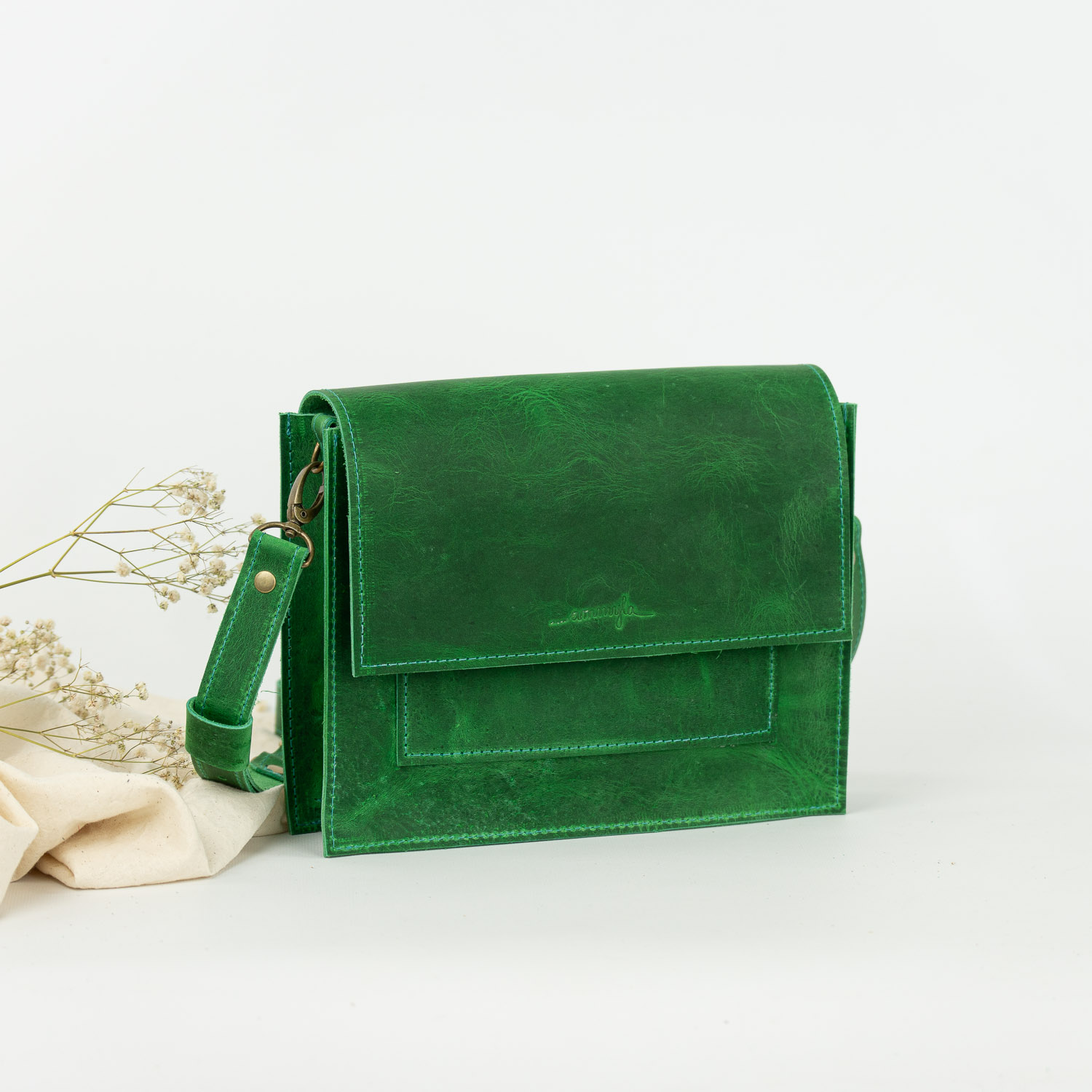 Kožená kabelka Zara Raw (crazy green)