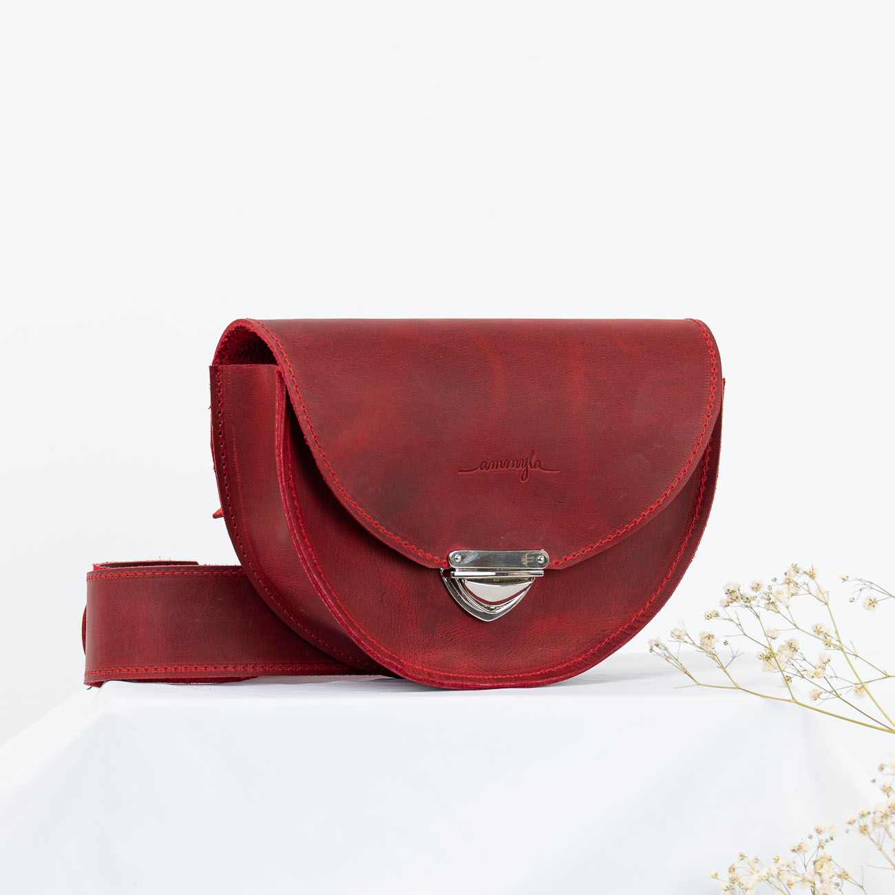 Kožená kabelka Daphne Raw (crazy červená)