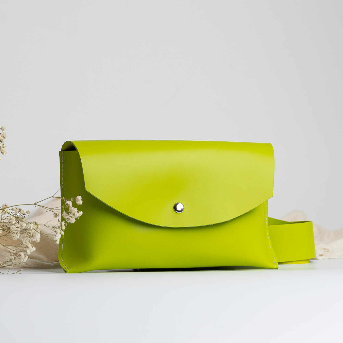 Kožená kabelka a ľadvinka Lilly (lime green)