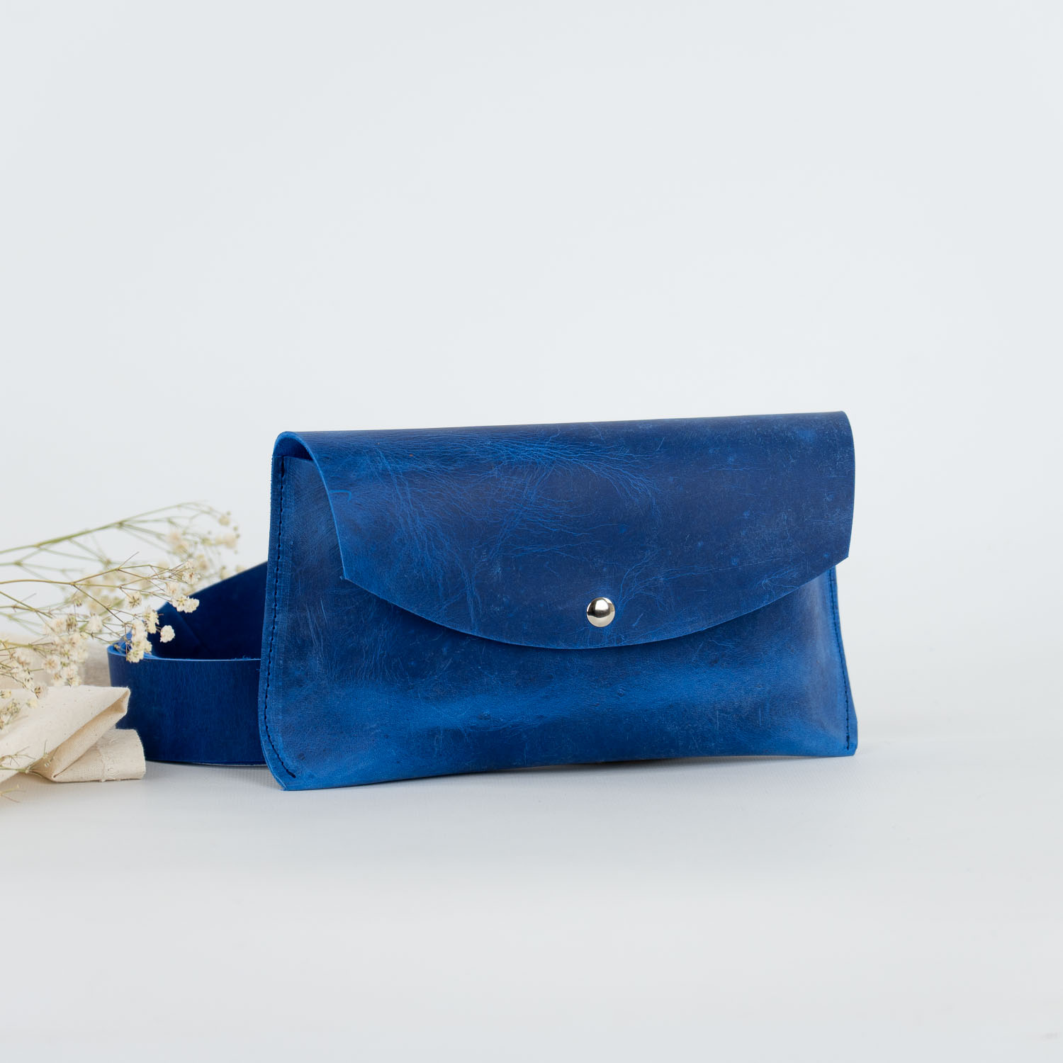 Kožená kabelka a ľadvinka Lilly (crazy modrá)