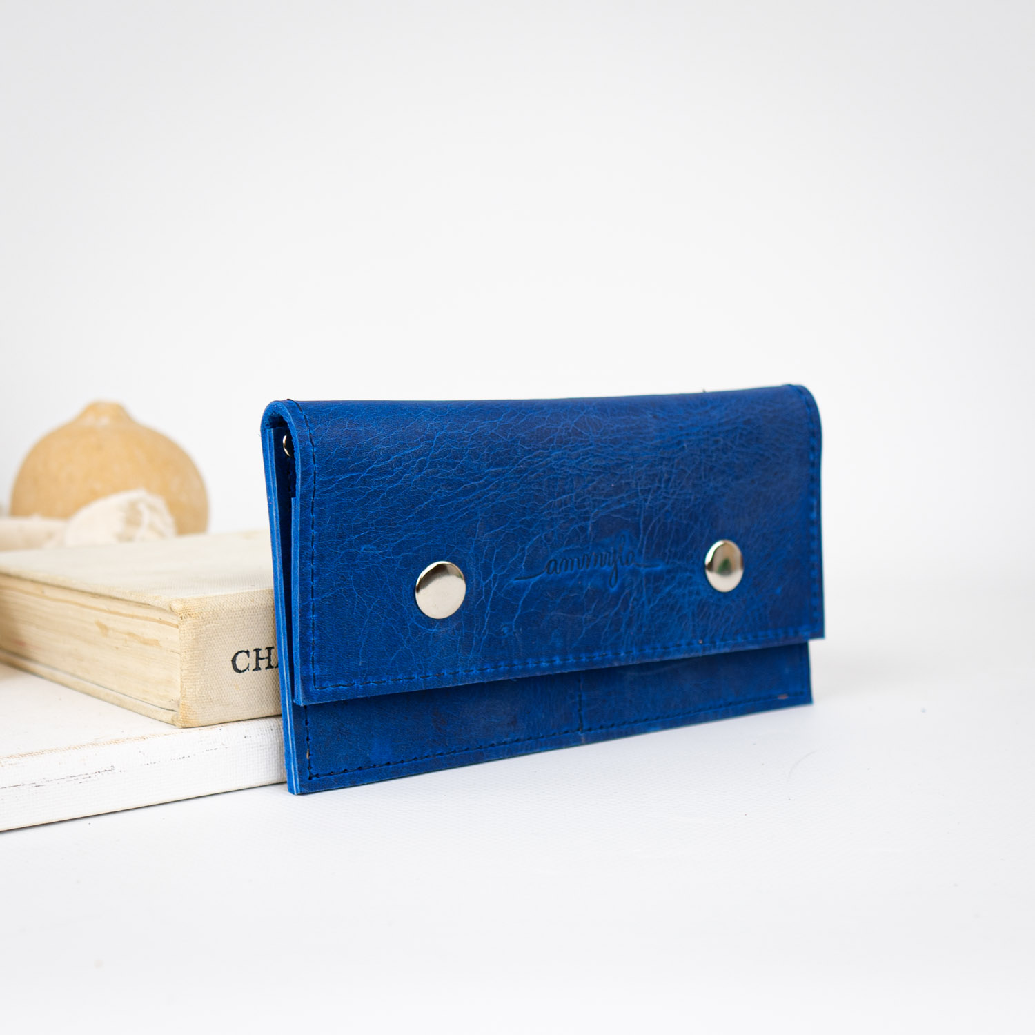 Kožená midi peňaženka (crazy modrá)