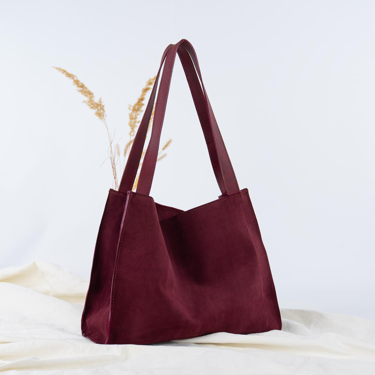 Kožená shopper kabelka Valerie (burgundy červená)